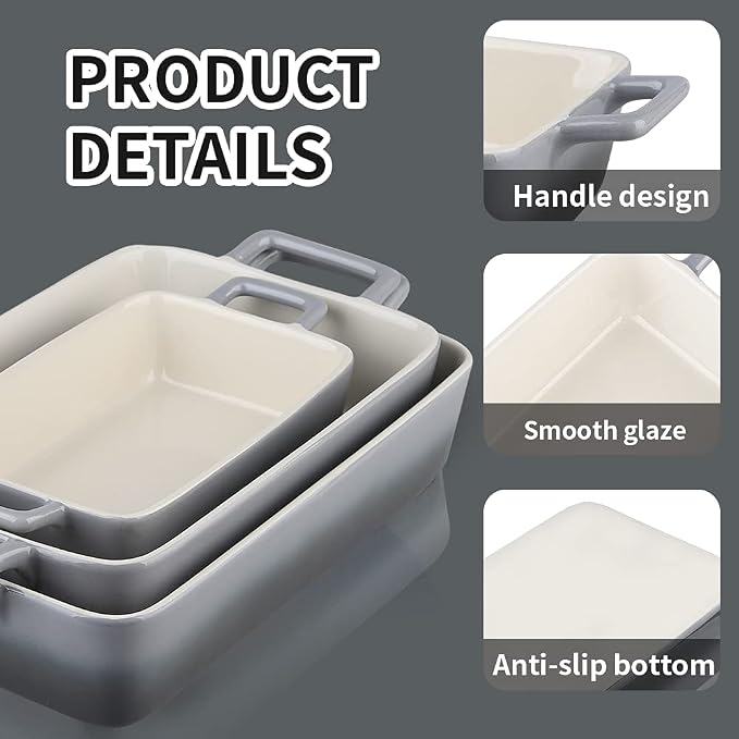 KOOV Bakeware Set, Ceramic Baking Dish, Rectangular Baking Pans - Image 2