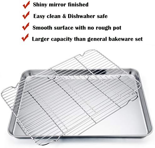 P&P CHEF 19.6 Inch Baking Sheet with Rack Set, Pans with Flat Racks