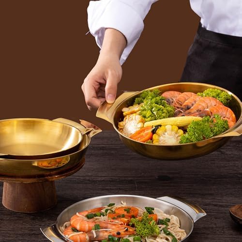 Stainless Steel Paella Pan, 7.9 Inch Nonstick Flat Bottom Skillet with