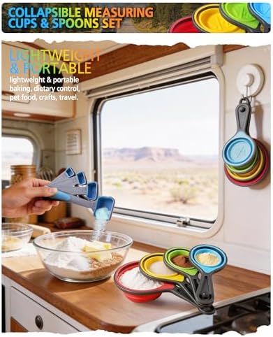 Collapsible Measuring Cups and Spoons Set with Funnel, 9-Piece