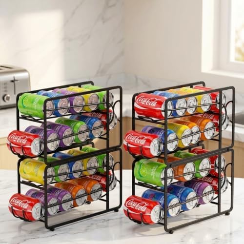 4-Pack Stackable Soda Can Organizer for Fridge,Auto-Rolling Drink