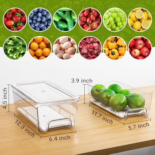 Imncya Refrigerator Organizer Bins, 5-Set Fridge Storage Drawer