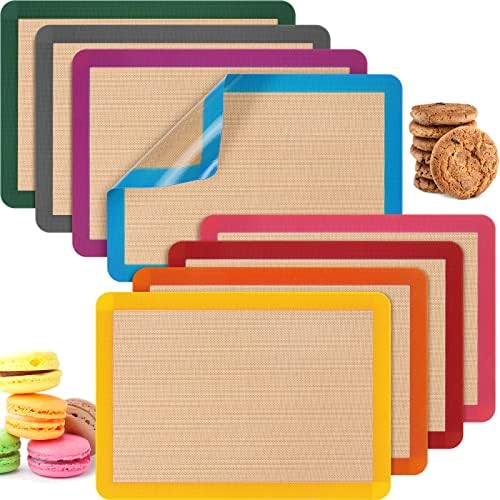 Nuanchu 8 Pcs Silicone Baking Mat Non-stick Baking Half Sheet, Multi