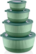 Plastic Mixing Bowls with Lids, 8-Piece Airtight Leak-Proof Nesting