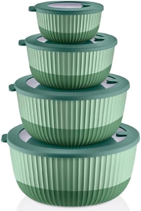 Mixing Bowls with Lids, 8-Piece Airtight Leak-Proof Nesting BPA-Free Bowl Set by Unknown