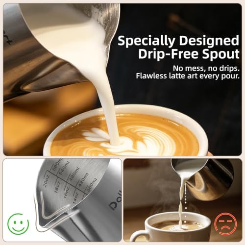 Dailyart Milk Frothing Pitcher 20oz Milk Frother Cup with Thermometer