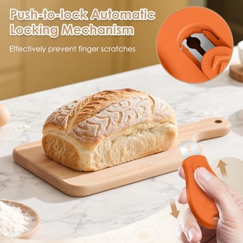 Bread Lame Sourdough Scoring Tool, 5 Razor Blades, Orange