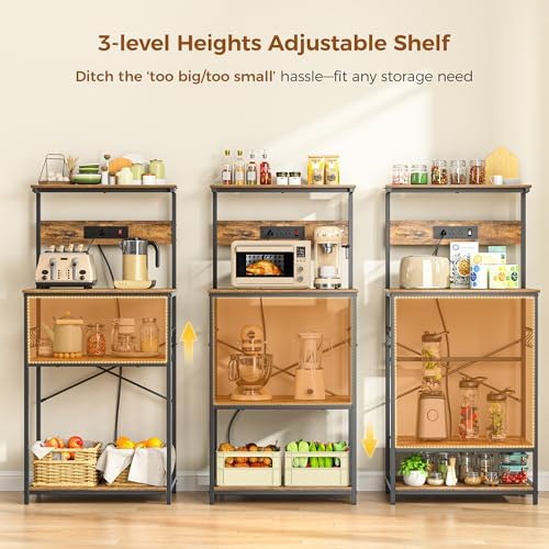 VUSIGN Kitchen Bakers Rack, 4 Tiers, Rustic Brown
