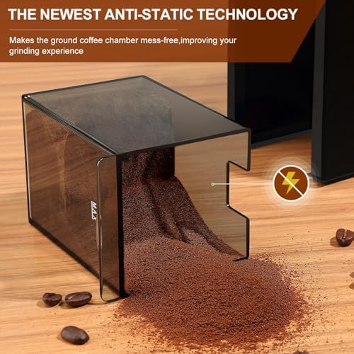Flat Electric Burr Coffee Grinder, White, 28 Settings