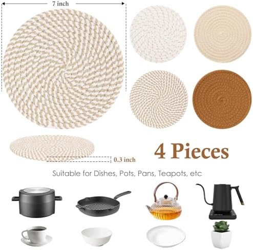 Billbotk 7" Trivets for Hot Dishes, Hot pots and Pans, 4 Heat