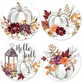 JarThenaAMCS Fall Pumpkin Coasters Watercolor Pumpkin Floral Round