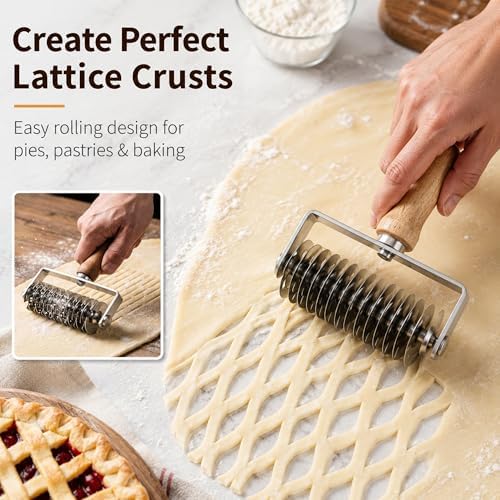 Pastry Lattice Roller Cutter, Stainless Steel Multi-Wheel Dough Cutter
