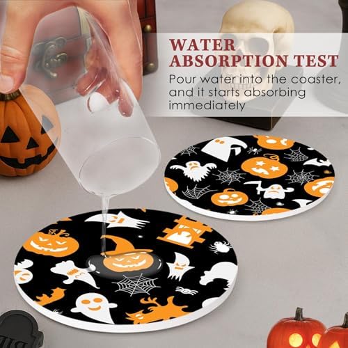 Britimes Halloween Coasters for Drinks, Set of 6, Ceramic Stone