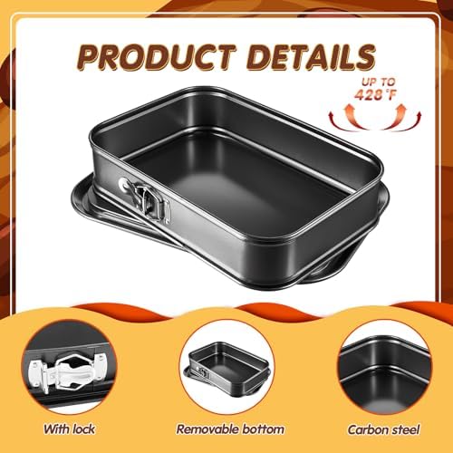 Uiifan 2 Pcs Non Stick Springform Pans Cheesecake Pan Rectangle