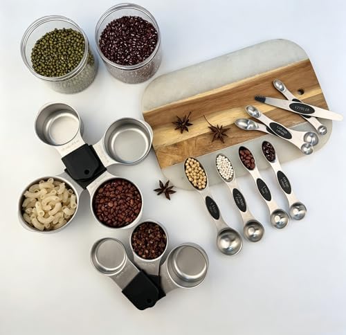 Stainless steel 304 measuring cup and spoon magnetic silicone handle