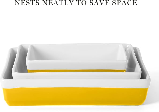 MARTHA STEWART 3-Piece Oven to Table Stoneware Bakeware Set – Baking Dish & - Image 4