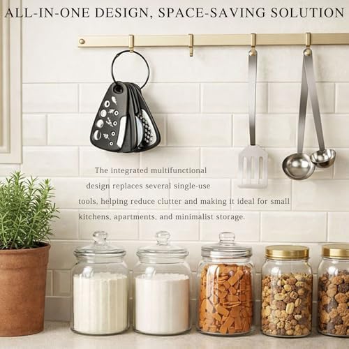 6-Piece Unique Kitchen Gadget Set in Black, Stackable Space-Saving