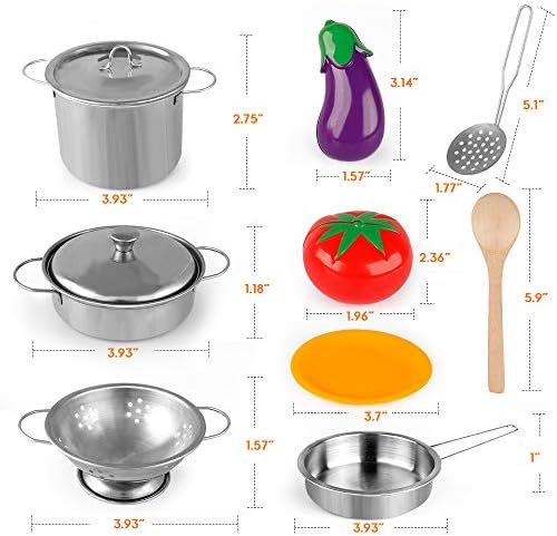 D-FantiX Play Kitchen Accessories, Kids Play Pots and Pans Playset