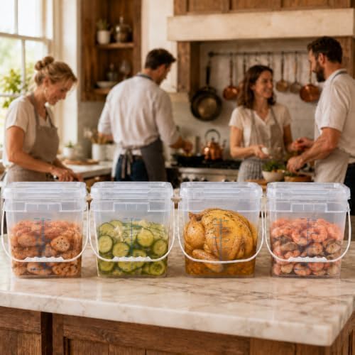 ASEVAT 2 Pack 1 gallon (4L/4.2 Qt) Square Food Storage Containers with