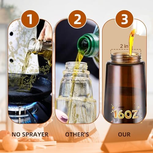 2-in-1 16oz Glass Oil Sprayer and Dispenser, Dark Brown