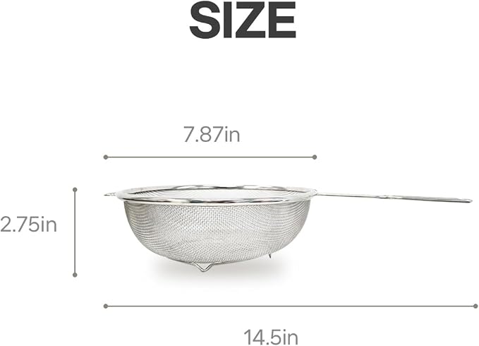 8″ Stainless Steel Fine Mesh Strainer - Image 5