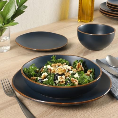 Gibson Home Hazeltine 16-Piece Navy Blue Stoneware Dinnerware Set