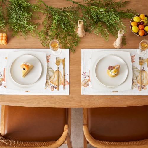 QIYI Fall Placemats Set of 6, 12"x18" Linen Place Mats, Pumpkin