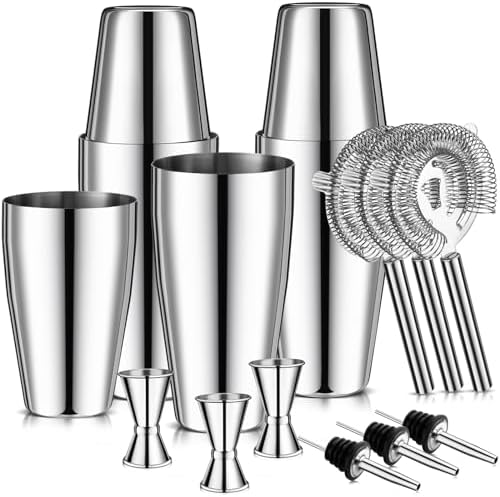 FoldTier 15 Pcs Cocktail Shaker Set Bartender Kit Boston Shaker