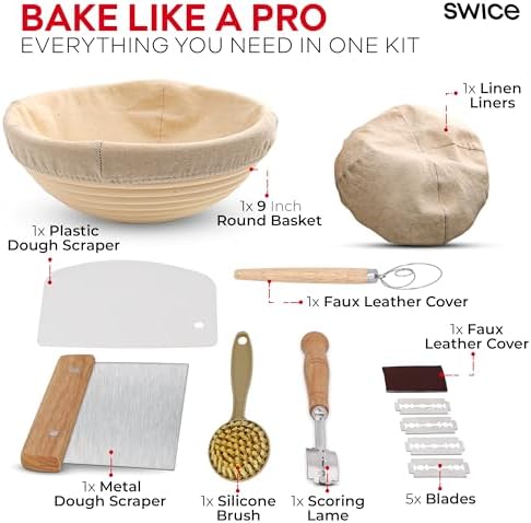 Swice Bread Proofing Basket, Round 9-Inch Banneton Sourdough Starter