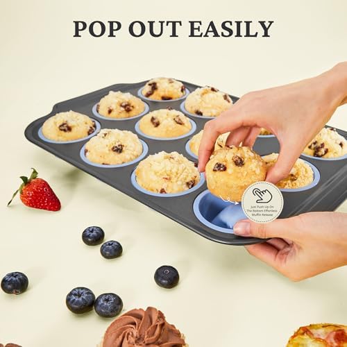 BRONYPRO Silicone Muffin Pans for Baking with Metal Frame, Egg Bite