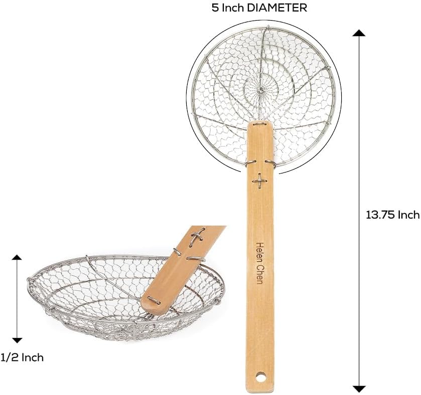 Helen's Asian Kitchen Spider Strainer, 5-Inch Stainless Steel Mesh
