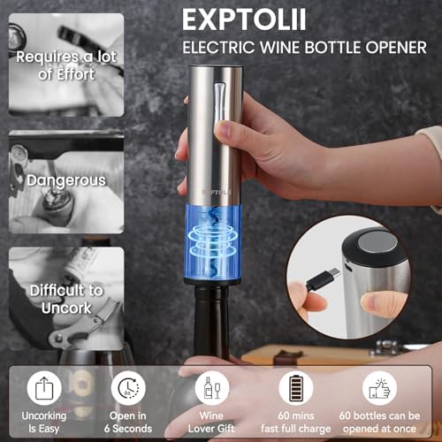 Electric Wine Opener Gift Set - Rechargeable Wine Bottle Opener, Wine