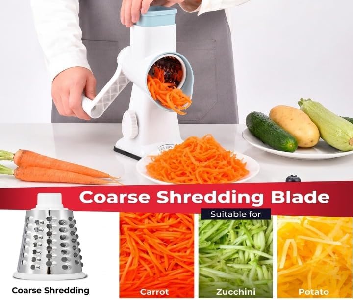 Rotary Cheese Grater Vegetable Slicer, 4-in-1, White
