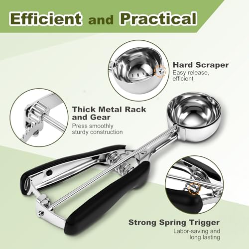 3 Pack Cookie Scoop, Stainless Steel Cookie Scoops for Baking