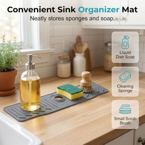24 Inch Silicone Faucet Mat for Kitchen Sink, 2026 New Silicone Splash