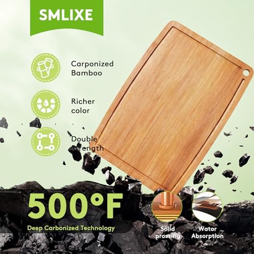 Bamboo Cutting Boards for Kitchen [Set of 3],Carbonized Wood Cutting