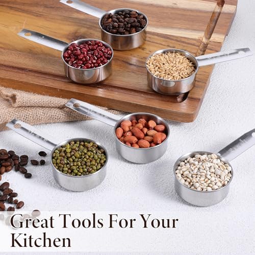 10 Pcs 1/4 Cup Scoop, 60ml/2oz Stainless Steel Measuring Spoons Metal