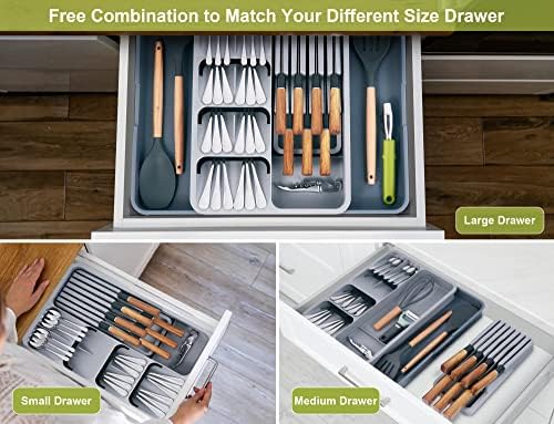 Kitchen Utensil Drawer Organizer, Removable 2-Tier Knife Holder