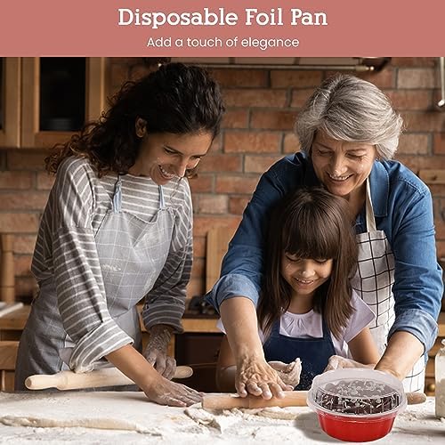 KitchenDance 8 oz Disposable Round Aluminum Foil Pan with Snap-on