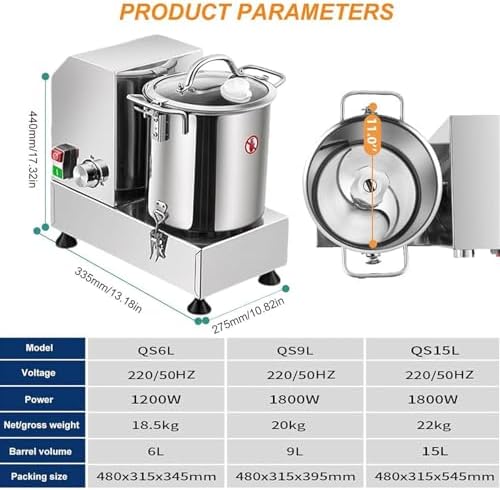 Commercial Food Processor, 1200/1800W, 6/9/15L Blender