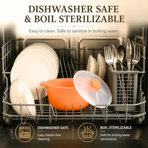 Microwave Silicone Food Steamer Set of 2, with Lid, 2.5 Cup, Made in