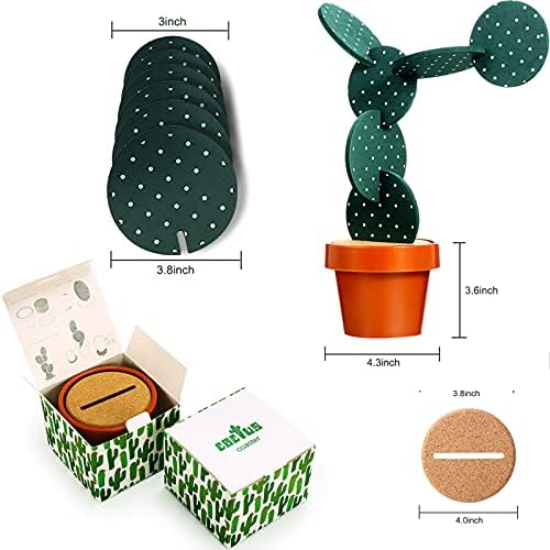 Cactus Coasters Set for Drinks of 6 Pieces,Funny Coasters Cactus Gift