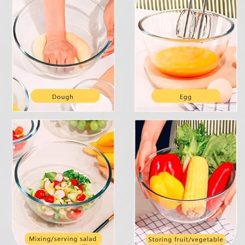 2.1 QT Borosilicate Glass Mixing Bowls Set of 2 (7.8 inch Diameter)