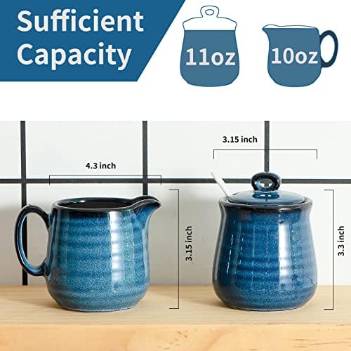 Hasense Ceramic Sugar and Creamer & Salt and Pepper Shakers Set