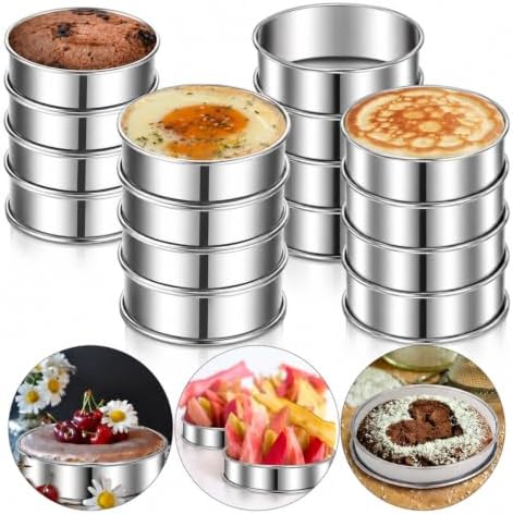 Boao 16 Pcs Cookie Rings for Baking English Muffin Ring Egg Mold