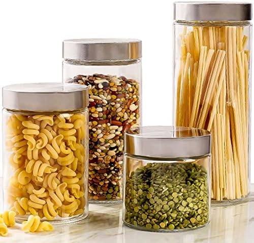 4pc Canister Sets for Kitchen Counter or Bathroom + Labels & Marker