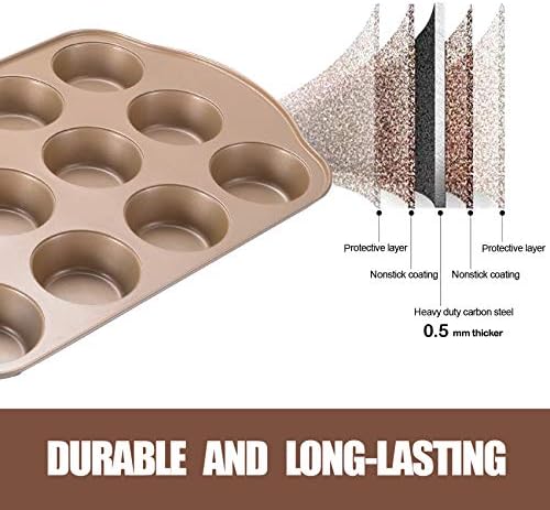 2 Pack Nonstick Muffin Pan Set, 12-Cup Heavy Duty Cupcake Baking Pan