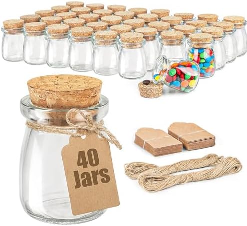 Ritayedet 3.4 Oz Small Glass Jars with Lids, 40 Pack