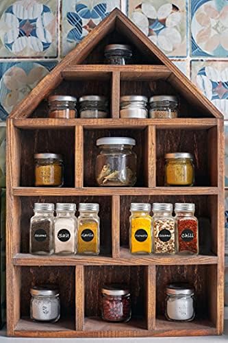 ROYALHOUSE 12 Pcs Glass Spice Jars/Bottles - 4oz Empty Square Spice