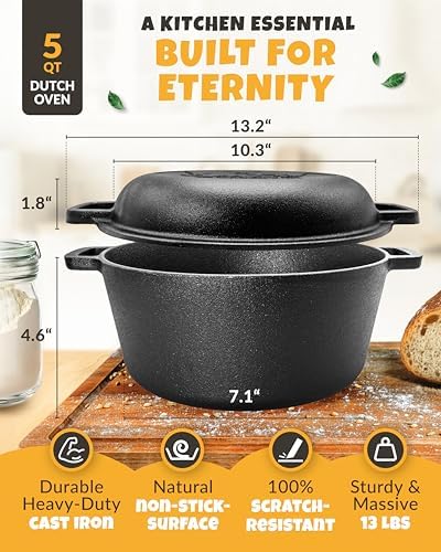 CRUSTLOVE 5 QT Pre-Seasoned Dutch Oven